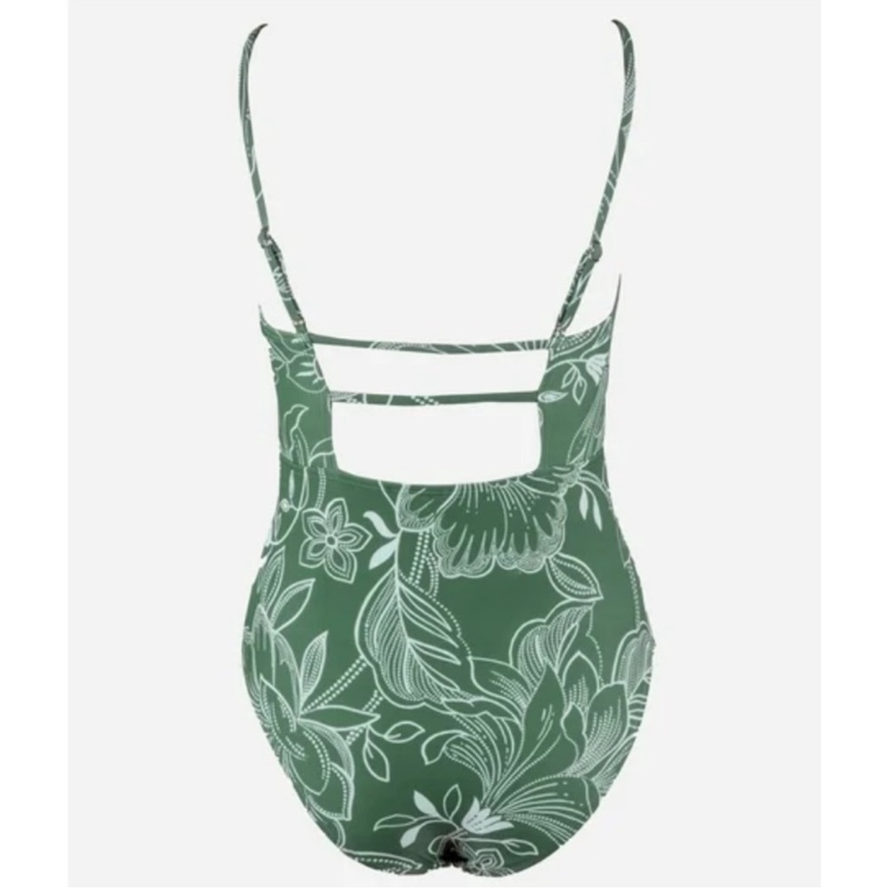 Floral Print Shirred Cutout One Piece Swimsuit - Picture 7 of 13